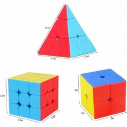 Speed Cube Set QiYi 3 Pack 2x2 Two Sides Cube Magic Speed Cube 3x3x3 Pyramid Cube 3x3 Stickerless Speed Cubes Bundle Collecti...