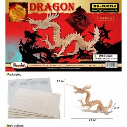 3D Puzzle Dragon Wood Craft Construction Model Kit Fun Unique & Educational DIY Wooden Toy Assemble Model Unfinished Crafting...