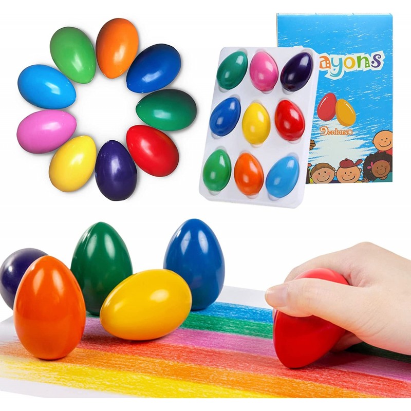 Egg Crayons for Toddlers 9 Colors Palm Grip Crayons Non Toxic Washable Washable Paint Crayons Toys for Kids 3+ Boys and Girls...