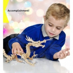 3D Puzzle Dragon Wood Craft Construction Model Kit Fun Unique & Educational DIY Wooden Toy Assemble Model Unfinished Crafting...