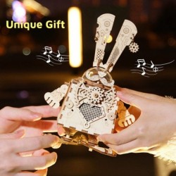 3D Wooden Puzzles for Adults - Musical Bunny Music Box Building Model Kits-DIY Rabbit Toy-Creative Gifts for Easter Birthday ...