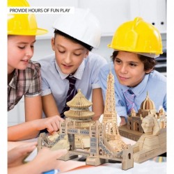 Bundle of Famous Sites: Sphinx Tower Bridge Eiffel Tower Taj Mahal and Temple of Heaven - Wooden 3D Puzzles Construction Kits...