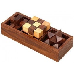 Handmade Wooden 3D Puzzles Game - 3 in one | Soma Cube |Interlock Block | Snake Cube| Brain Teaser | Desk Decor | Wooden puzz...