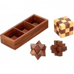 Handmade Wooden 3D Puzzles Game - 3 in one | Soma Cube |Interlock Block | Snake Cube| Brain Teaser | Desk Decor | Wooden puzz...