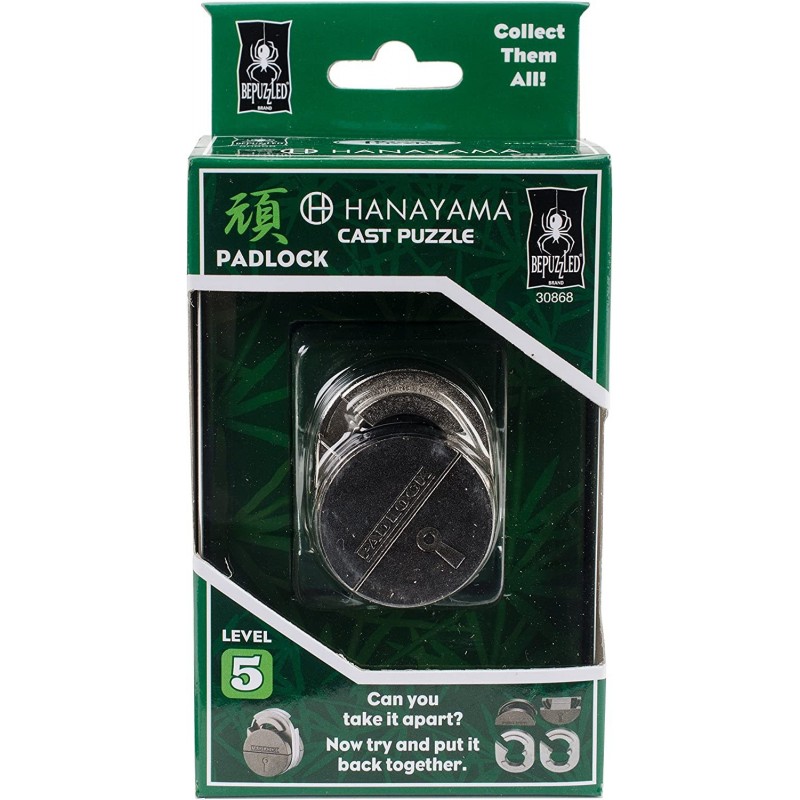 Padlock Hanayama Cast Metal Brain Teaser Puzzle (Level 5) Puzzles For Kids & Adults Ages 12 & Up Green $18.22 Brain Teaser Pu...