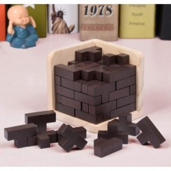 Wooden Brain Teaser Puzzle Cube Wooden Puzzles T-Shaped Jigsaw Logic Puzzle Educational Toy for Kids and Adults (Wine) $18.30...