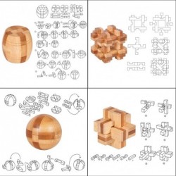 Brain Teaser Puzzle 20Pcs Unlock Interlock Game IQ Test Wooden Toy 3D Unlock Interlock Puzzle Magic Ball Brain Teaser Toy puz...