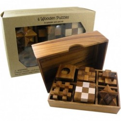 6 Wooden Puzzle Gift Set in A Wood Box - 3D Unique IQ Puzzles $53.07 Brain Teaser Puzzles