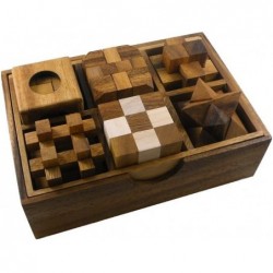 6 Wooden Puzzle Gift Set in A Wood Box - 3D Unique IQ Puzzles $53.07 Brain Teaser Puzzles