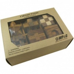 6 Wooden Puzzle Gift Set in A Wood Box - 3D Unique IQ Puzzles $53.07 Brain Teaser Puzzles