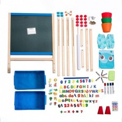 Kid's Art Easel with Adjustable Double-sided Magnetic Board Paper Roll Storage and Accessories Standing Art Easel for Kids (3...