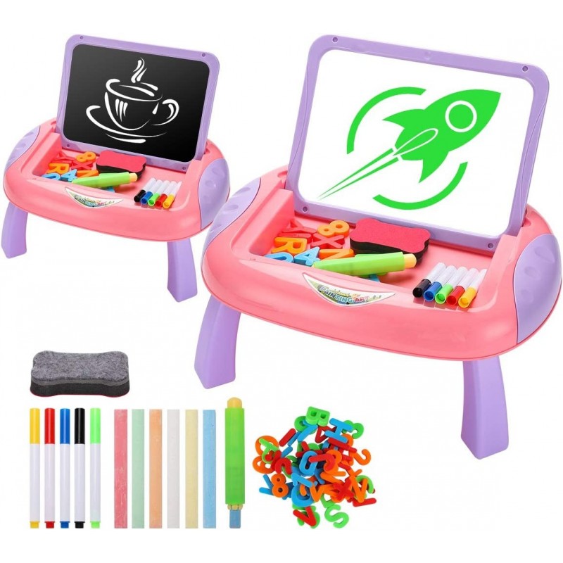 Art Easel for Toddlers Double Sided Whiteboard and Chalkboard Table Top Easel Dry Erase Board Magnetic Drawing Board Toys for...