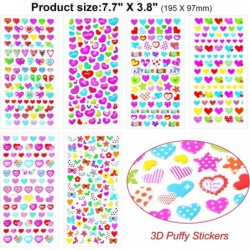 Kids Animal Love Heart Stamps Stickers Set 20 Kids Valentines Wooden Stamps Pads 525+pcs Kids Colorful Heart 3D Puffy Sticker...