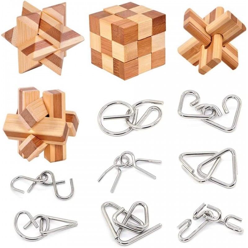 Bamboo 3D Puzzle Metal Brain Teasers Puzzles Mind Game Toys Set for Teens and Adults Pack of 12pcs $29.65 Brain Teaser Puzzles