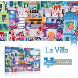 Jumbo Floor Puzzle LA Villa 46 Pieces Big Puzzles for Kids Ages 3-5 4-8 Completed Construction Jigsaw Puzzle Measures 24 x 36...