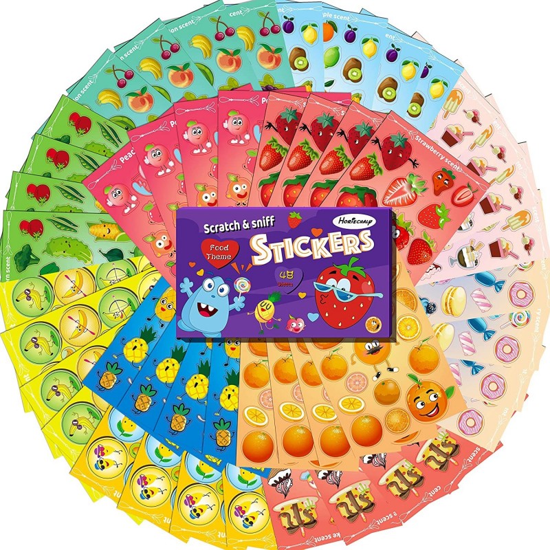 Scratch and Sniff Stickers - Food Stickers for Kids 48 Sheets 12 Scents Christmas Gifts $24.01 Kids' Stickers