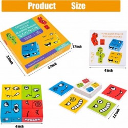 Wooden Expressions Matching Block Puzzles Face-Changing Cube Building Cubes Toy Educational Montessori Toys Puzzle for Kids T...