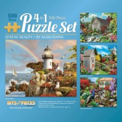 - 4-in-1 Multi-Pack - 500 Piece Jigsaw Puzzles for Adults-Each Measures 16" x 20" (46cm x 61cm)-Serene Beauty by Artist Alan ...