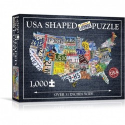 USA License Plate Map 1000 Piece Jigsaw Puzzle in the Shape of the US - 31 inches long - Cool Wall Art $31.46 Jigsaw Puzzles