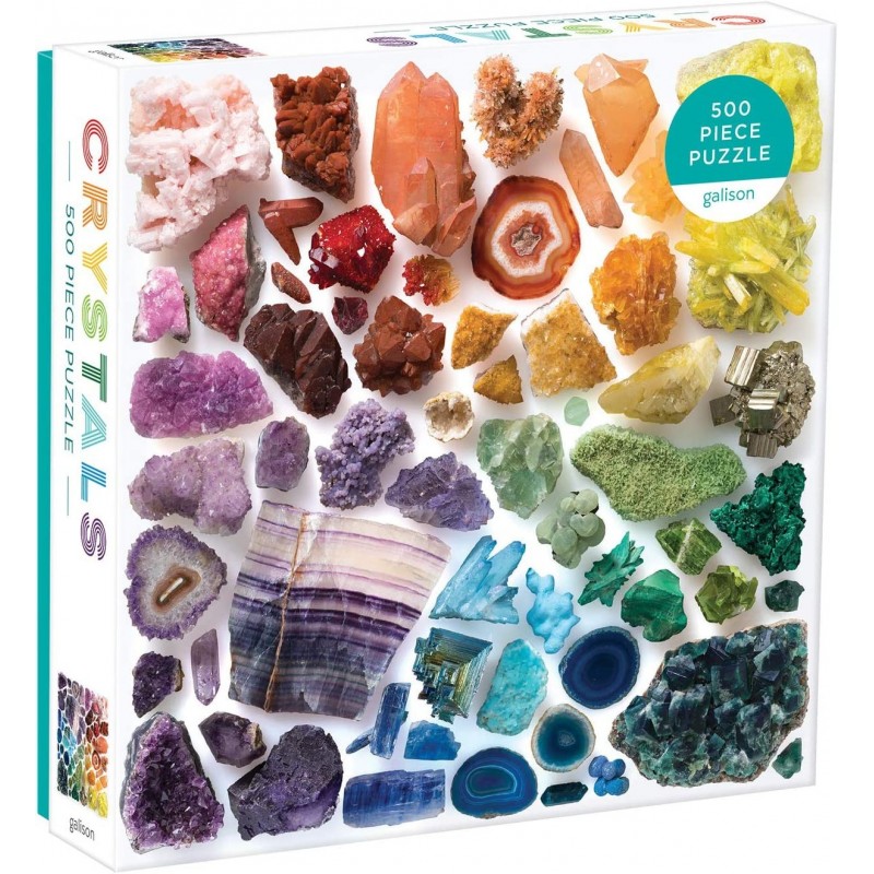 Rainbow Crystals Jigsaw Puzzle 500 Pieces 20”x20” – Features an Array of Crystals and Gems in a Mesmerizing Rainbow of Color ...