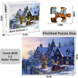 1000 Pieces Christmas Puzzle - Warm Christmas Jigsaw Puzzles for Adults and Kids 1000 Piece Puzzle for Adults Home Decoration...