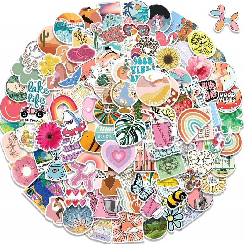 300 Pcs Aesthetic Stickers VSCO Stickers Pack Waterproof Vinyl for Water Bottle Laptop Phone Skateboard Stickers for Adults G...