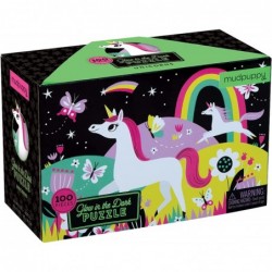 Unicorns Glow-In-The-Dark Puzzle 100 Pieces – Age 5+ 18” x 12” Perfect for Family Time Finished Puzzle Shows Vibrant Illustra...