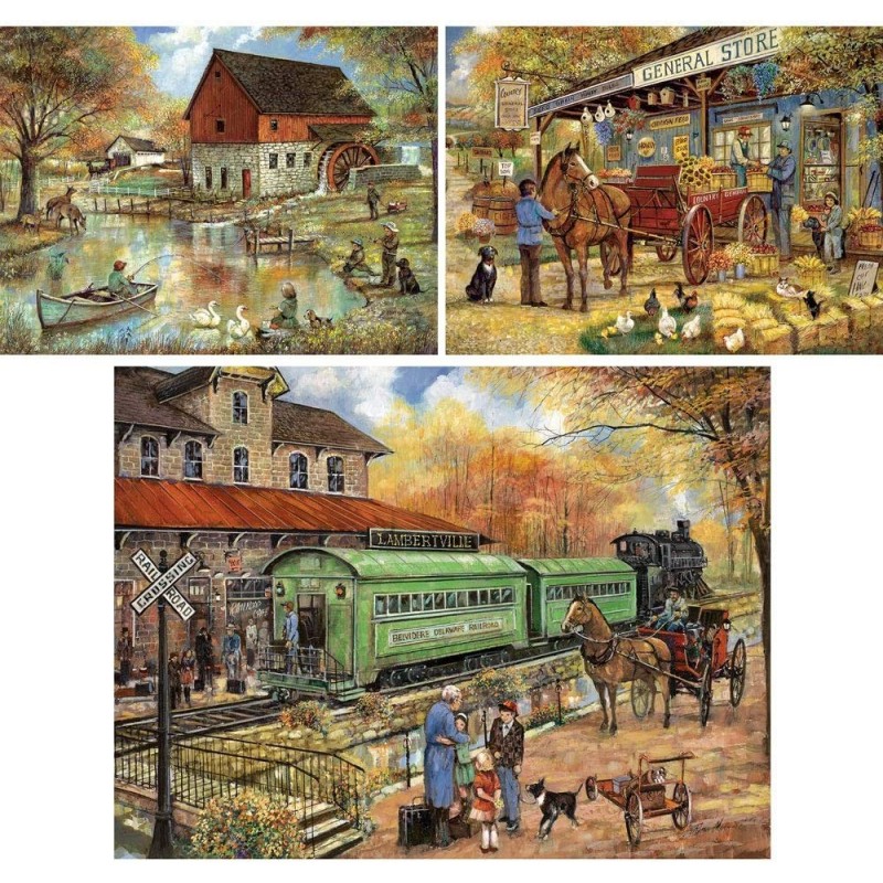 - Value Set of (3) 500 Piece Jigsaw Puzzles for Adults - Puzzles Measure 18" x 24" - 500 pc Welcome Home to Lambertville Gene...