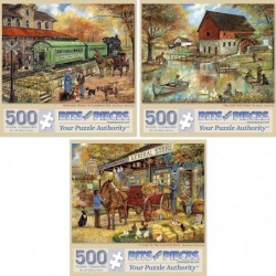 - Value Set of (3) 500 Piece Jigsaw Puzzles for Adults - Puzzles Measure 18" x 24" - 500 pc Welcome Home to Lambertville Gene...