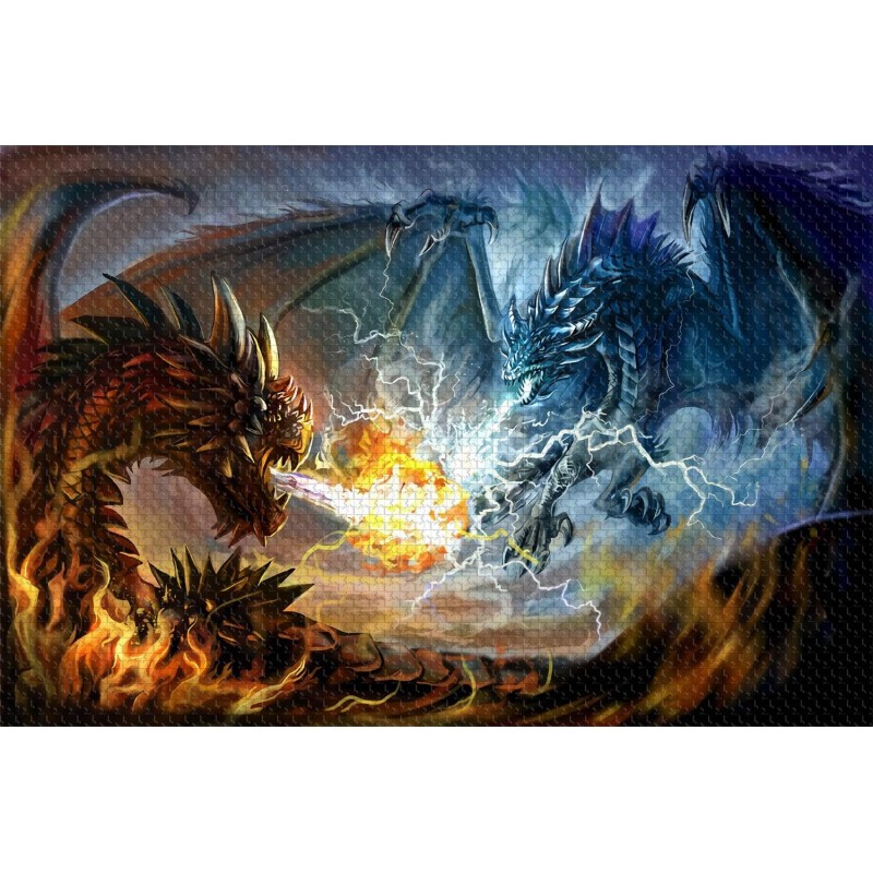 Puzzles for Adults 1000 Piece Jigsaw Puzzles Fire Dragon and Electric Dragon Fight Puzzle Game for Indoor Activity Family Gam...