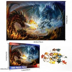 Puzzles for Adults 1000 Piece Jigsaw Puzzles Fire Dragon and Electric Dragon Fight Puzzle Game for Indoor Activity Family Gam...