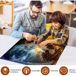 Puzzles for Adults 1000 Piece Jigsaw Puzzles Fire Dragon and Electric Dragon Fight Puzzle Game for Indoor Activity Family Gam...