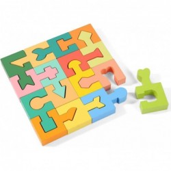 Wooden Shapes Puzzles Blocks Geometric Brain Teaser Montessori Toys Jigsaw 3D Logic IQ Game Shape Sorter Preschool STEM Educa...