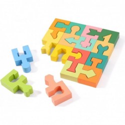 Wooden Shapes Puzzles Blocks Geometric Brain Teaser Montessori Toys Jigsaw 3D Logic IQ Game Shape Sorter Preschool STEM Educa...