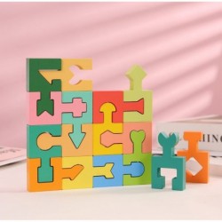 Wooden Shapes Puzzles Blocks Geometric Brain Teaser Montessori Toys Jigsaw 3D Logic IQ Game Shape Sorter Preschool STEM Educa...