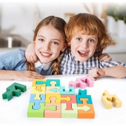 Wooden Shapes Puzzles Blocks Geometric Brain Teaser Montessori Toys Jigsaw 3D Logic IQ Game Shape Sorter Preschool STEM Educa...