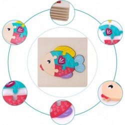 Wooden Toys 3D Animal Toddler Puzzles Wooden Jigsaw Puzzle Set 6 Pack Animal Shape Color Montessori Toy Preschool Toys for Ag...