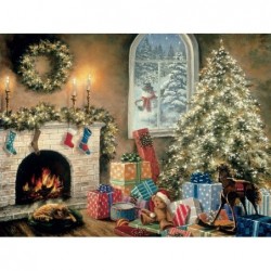 300 Large Piece Glow in The Dark Puzzle for Adults - Not a Creature was Stiring Christmas Eve Holiday - by Artist Nicky Boehm...