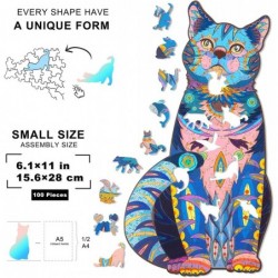 Wooden Puzzles for Adults Wooden Blue Cat Jigsaw Puzzles with Animal Shaped Pieces Unique Wood Cat Shape Puzzle for All Ages ...