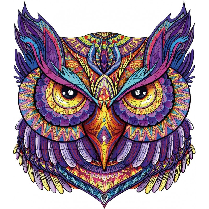 Wooden Puzzles for Adults and Kids - Owl Jigsaw Puzzle 233 Pieces Irregular Unique Magic Puzzles Best Gift for All Ages Famil...