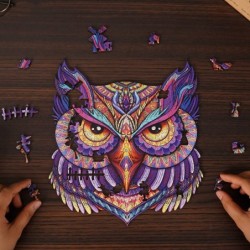 Wooden Puzzles for Adults and Kids - Owl Jigsaw Puzzle 233 Pieces Irregular Unique Magic Puzzles Best Gift for All Ages Famil...