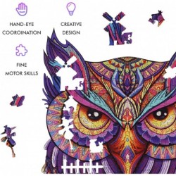 Wooden Puzzles for Adults and Kids - Owl Jigsaw Puzzle 233 Pieces Irregular Unique Magic Puzzles Best Gift for All Ages Famil...