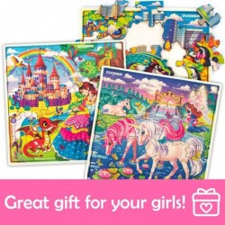 Wooden Puzzles for Kids Ages 4-8 – 6 x 30 Pieces Kids Puzzles Ages 3-5 – Wood Unicorn Toys with Princess Game for Girls and B...