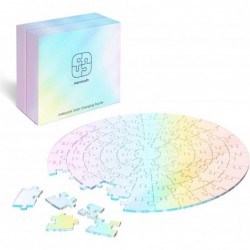 Clear Impossible Round Jigsaw Puzzle - Unique Color Changing Iridescent Acrylic 100 Pieces Adult Puzzle Gift Without Picture ...