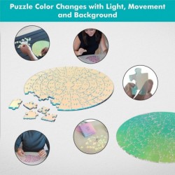 Clear Impossible Round Jigsaw Puzzle - Unique Color Changing Iridescent Acrylic 100 Pieces Adult Puzzle Gift Without Picture ...