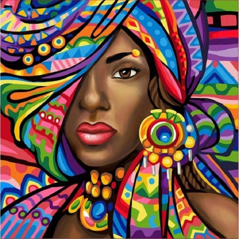 Adult Children's Wooden Puzzle 1000 Pieces African American Woman Art Drawing Pattern Game Fun Toys Gifts Suitable for Family...