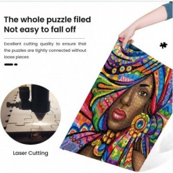 Adult Children's Wooden Puzzle 1000 Pieces African American Woman Art Drawing Pattern Game Fun Toys Gifts Suitable for Family...