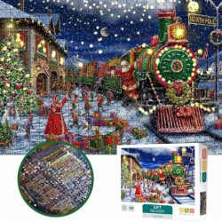 Puzzles for Adults 1000 Piece Santa's Express Glowing Gold Foil Jigsaw Puzzles Large Fits Family Challenge Best Games for Adu...