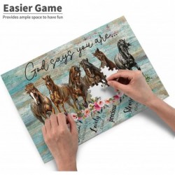 God Says You are Jigsaw Puzzle Horse Motivational Wooden Jigsaw Puzzle Farm Horse Animal Puzzle Jigsaw Game Toy Gift for Adul...