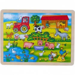 OLYDAUS Wooden Farm Animals Jigsaw Puzzles for Toddlers Age 3-5 48pcs Preschool Educational Learning Toys Sets Gift for Baby ...